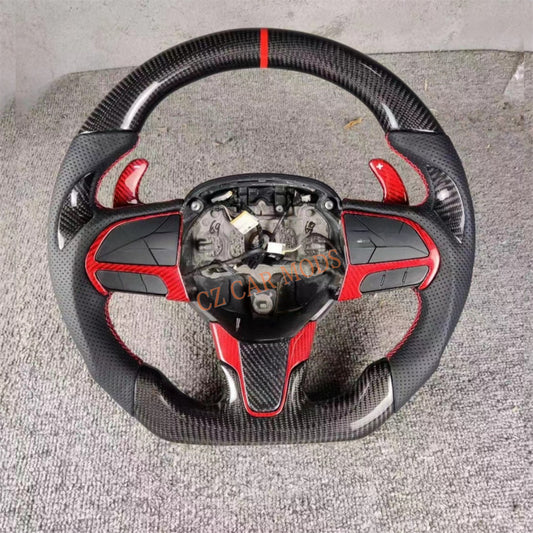 Customized Brand New Carbon Fiber Steering Wheel Auto Accessory Red Center Strip Fit For Chrysler Dodge Charger 2015 2016 2017 2018 2019 2020