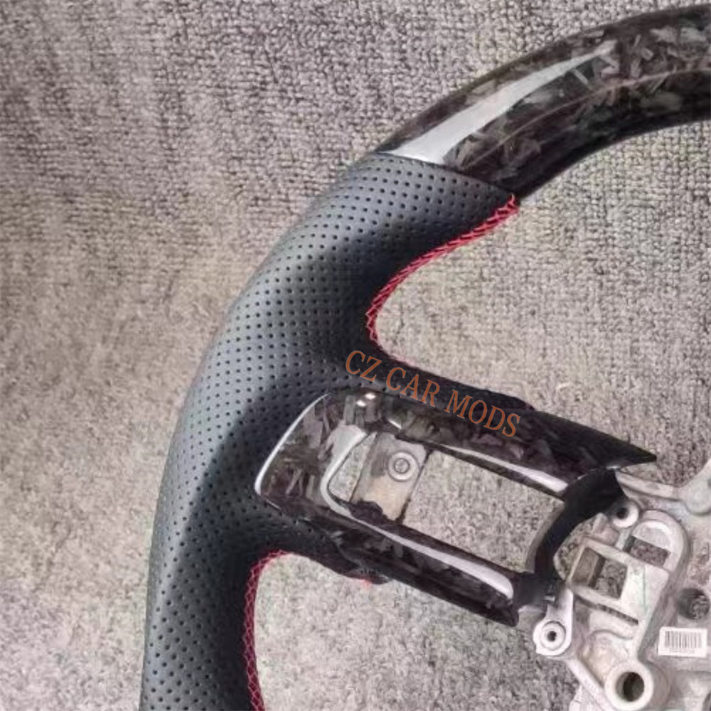 Custom Brand New Forged Carbon Fiber Perforated Leather Steering Wheel With Red Center Strip For Ford Mustang 2015 2016 2017 Auto Accessory