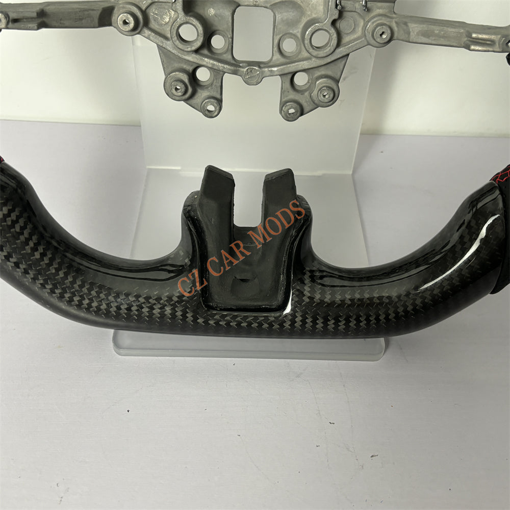 Customized Brand New Perforated Leather Carbon Fiber Steering Wheel Auto Accessory Red Strip Fit For Ford Mustang 2015 2016 2017
