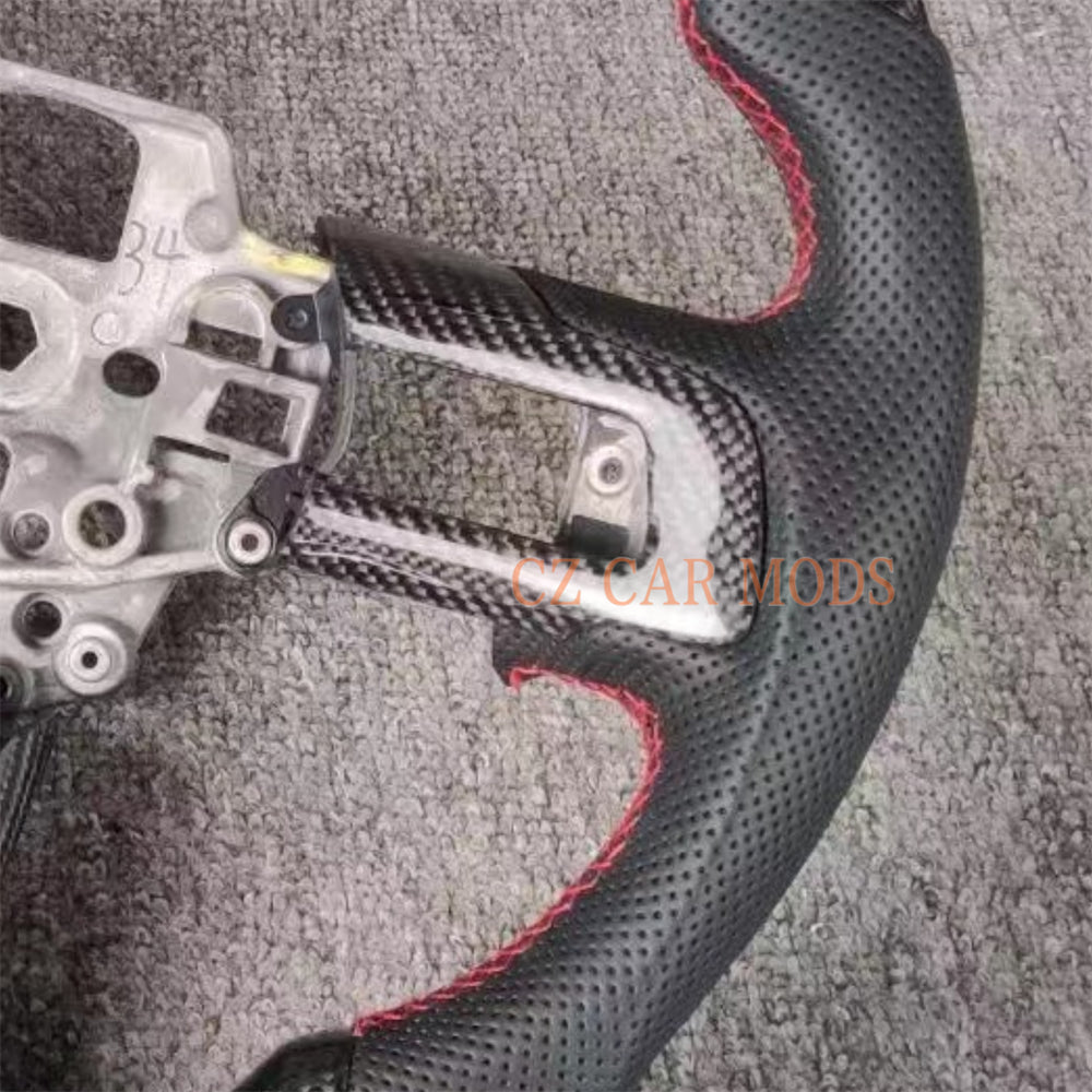 Custom Brand New Carbon Fiber Black Perforated Leather Steering Wheel For Ford Mustang 2015 2016 2017 Auto Accessory