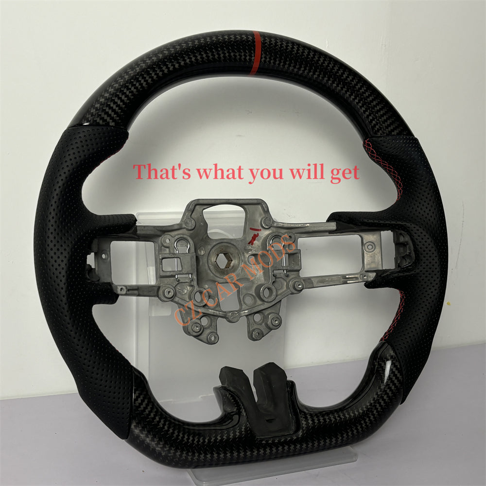 Customized Brand New Perforated Leather Carbon Fiber Steering Wheel Auto Accessory Red Strip Fit For Ford Mustang 2015 2016 2017