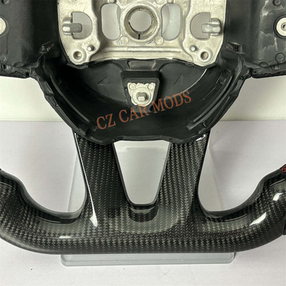 Customized Brand New Perforated Leather Real Carbon Fiber Steering Wheel Auto Accessory Red Strip For Dodge Challenger 2015 2016 2017 2018 2020 2021 2022