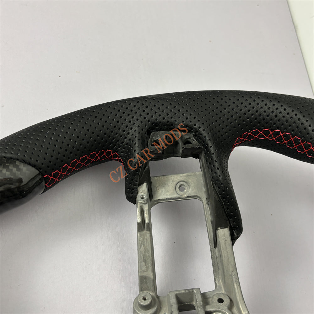 Customized Brand New Perforated Leather Carbon Fiber Steering Wheel Auto Accessory Red Strip Fit For Ford Mustang 2015 2016 2017