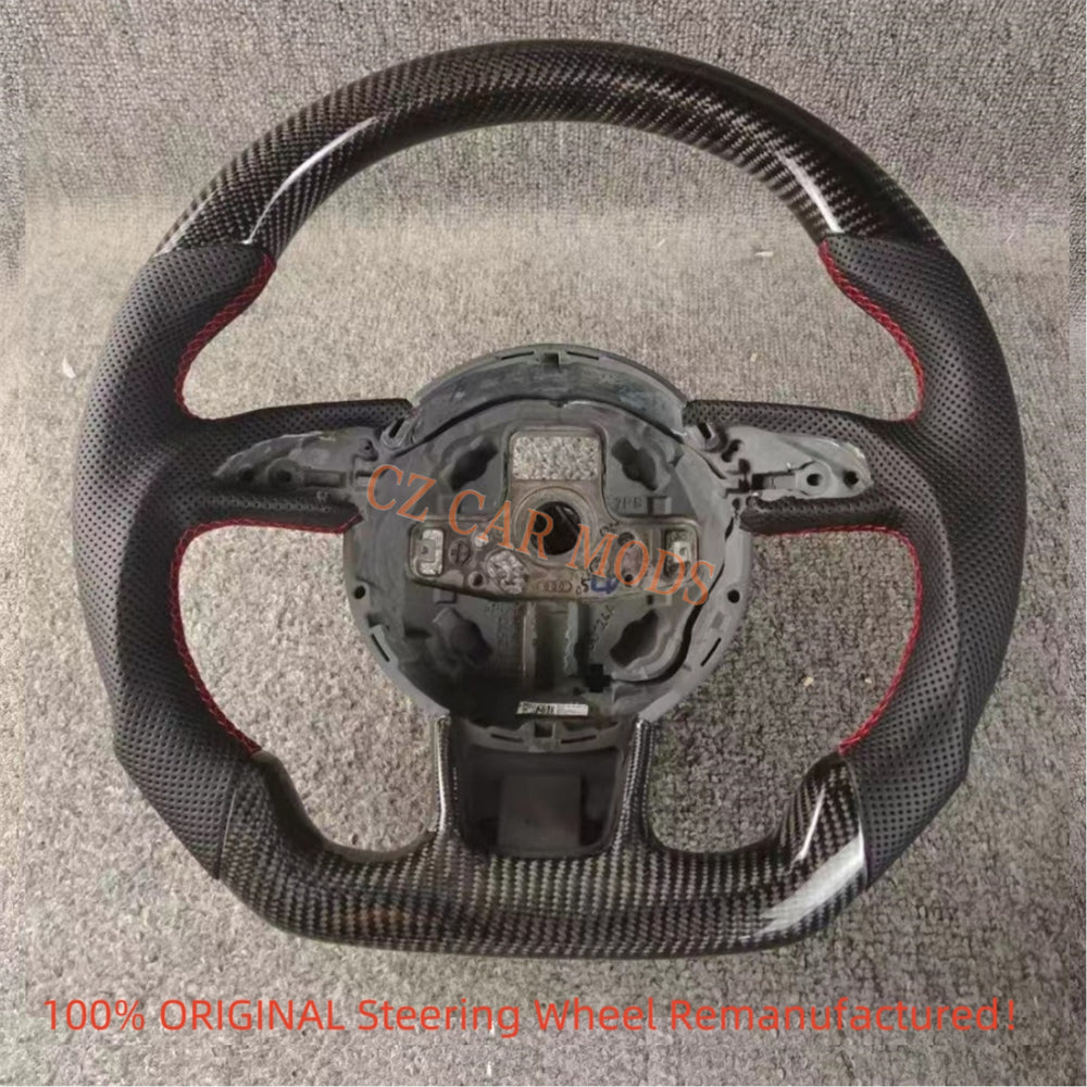 Customized Remanufactured Perforated Leather Black Real Carbon Fiber Steering Wheel Auto Accessory For Audi A4 RSQ3 2012 2013 2014 2015 2016