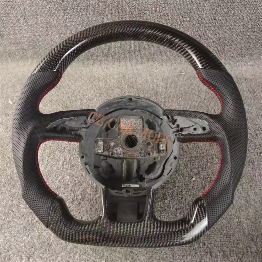 Customized Remanufactured Perforated Leather Black Real Carbon Fiber Steering Wheel Auto Accessory For Audi A4 RSQ3 2012 2013 2014 2015 2016