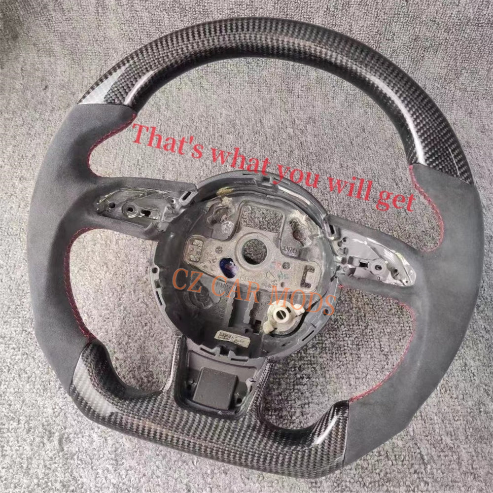 Customized Remanufactured Alcantara Carbon Fiber Steering Wheel Auto Accessory Fit For Audi A4 RS3  2012 2013 2014 2015 2016