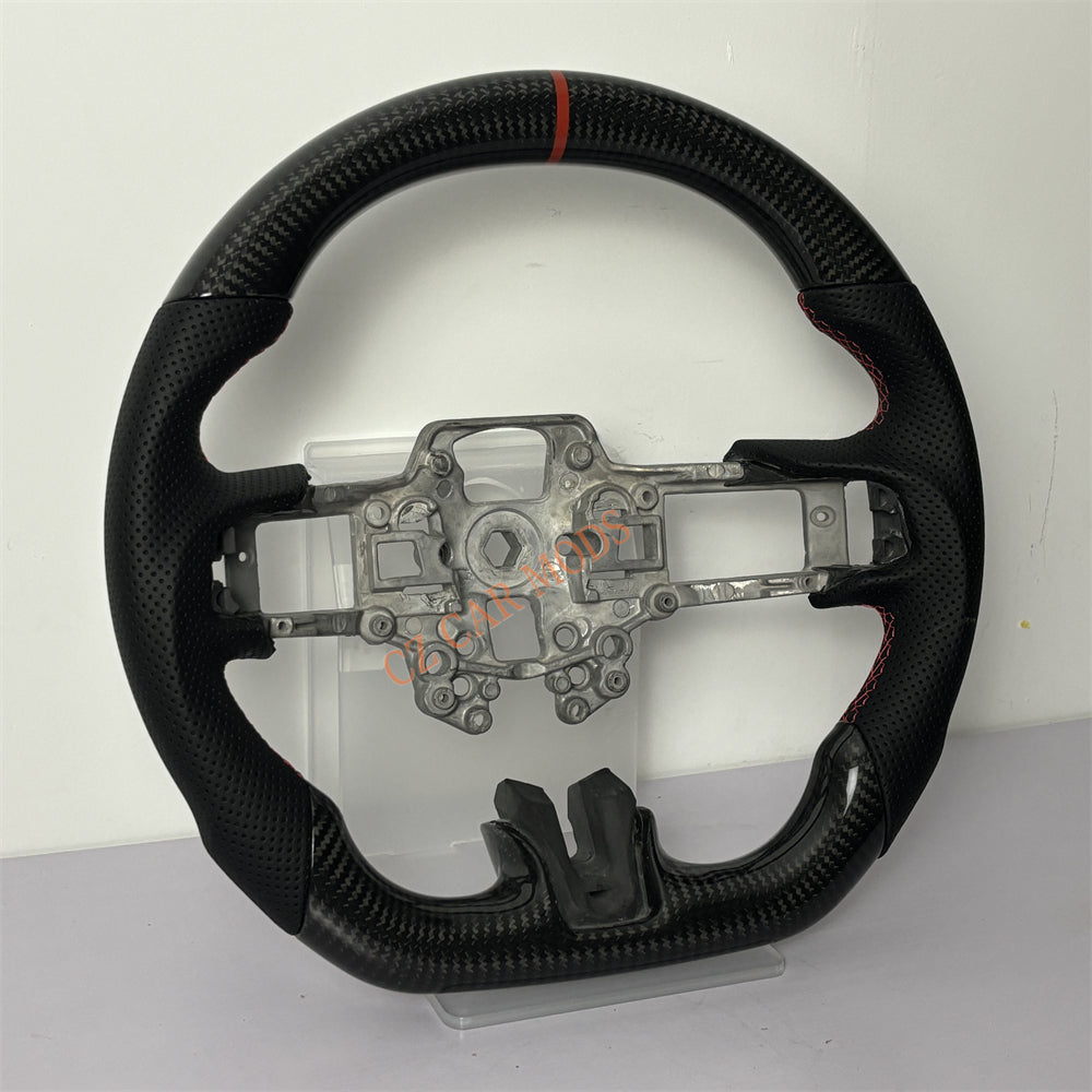 Customized Brand New Perforated Leather Carbon Fiber Steering Wheel Auto Accessory Red Strip Fit For Ford Mustang 2018 2019 2020