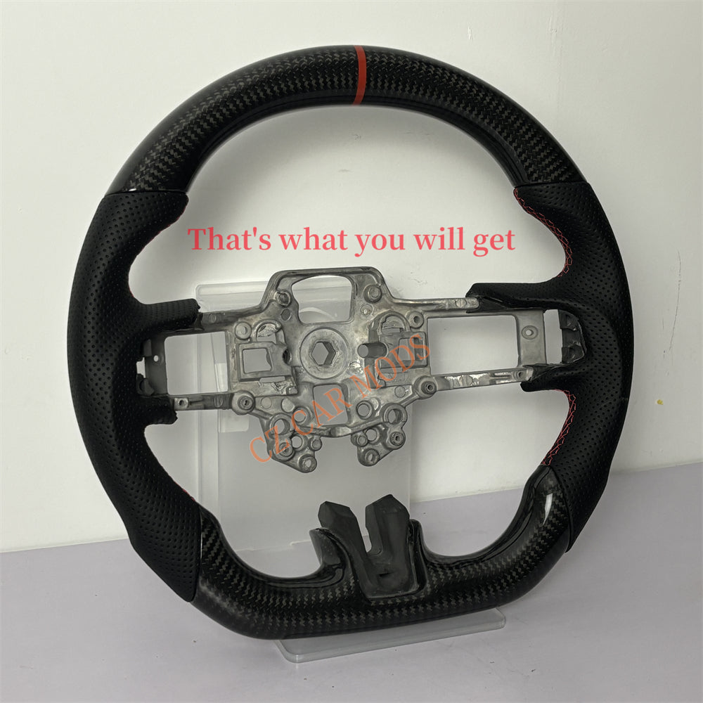 Customized Brand New Perforated Leather Carbon Fiber Steering Wheel Auto Accessory Red Strip Fit For Ford Mustang 2018 2019 2020