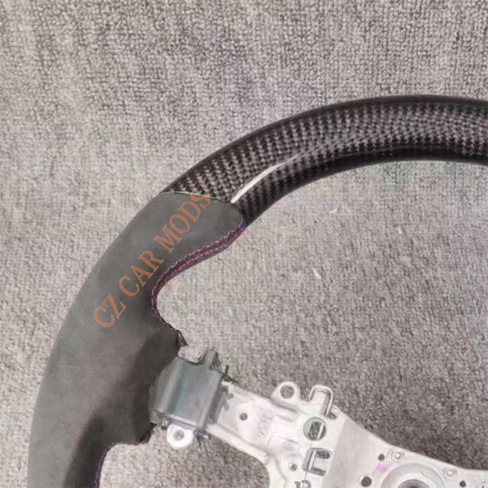 Customized Brand New Alcantara Carbon Fiber Steering Wheel Auto Accessory With Red Center Strip Fit For Toyota PRADO 2018 2019 2020