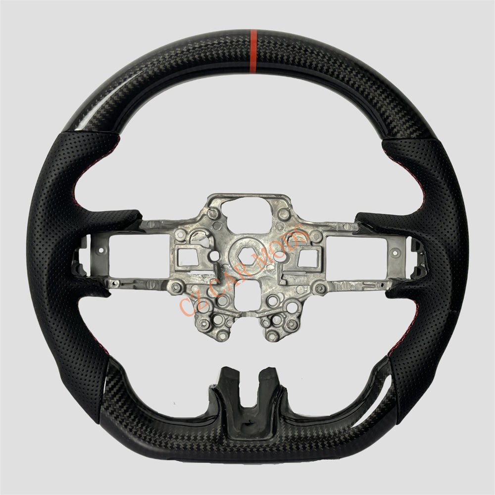 Customized Brand New Perforated Leather Carbon Fiber Steering Wheel Auto Accessory Red Strip Fit For Ford Mustang 2018 2019 2020