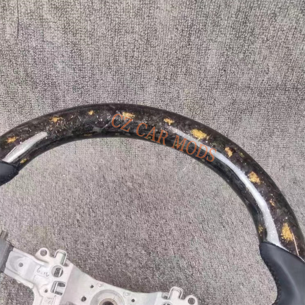 Customized Brand New Smooth Leather Forged Carbon Fiber Steering Wheel Auto Accessory Steering Wheel For Toyota PRADO 2018 2019 2020