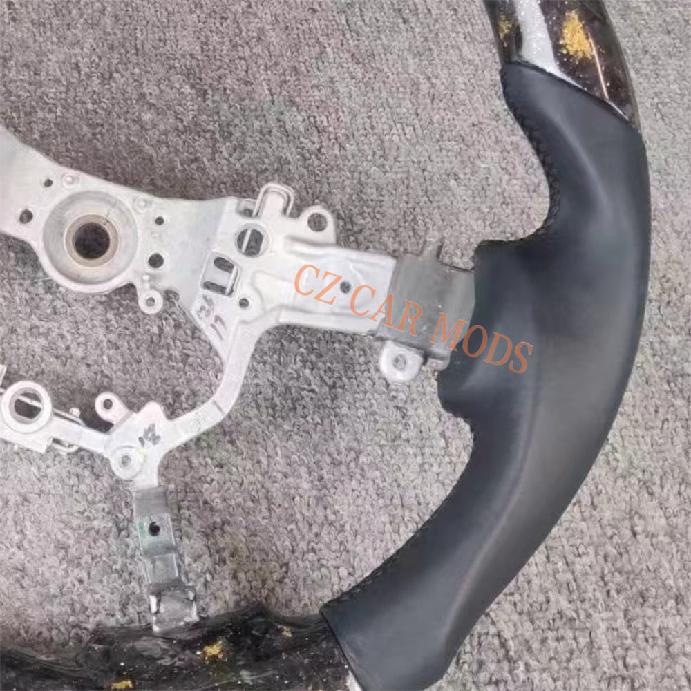 Customized Brand New Smooth Leather Forged Carbon Fiber Steering Wheel Auto Accessory Steering Wheel For Toyota PRADO 2018 2019 2020