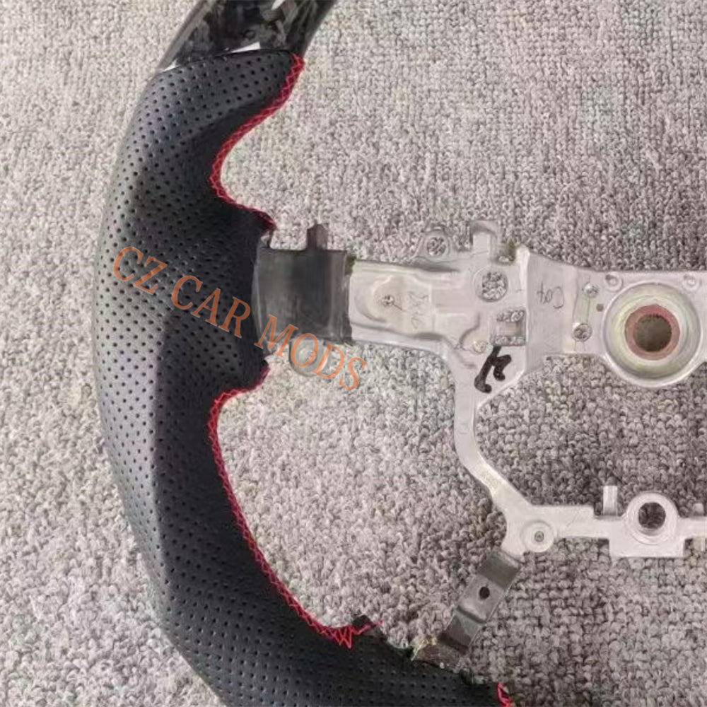 Customized Brand New Black Perforated Leather Forged Carbon Fiber Steering Wheel Auto Accessory Fit For Toyota PRADO 2018 2019 2020