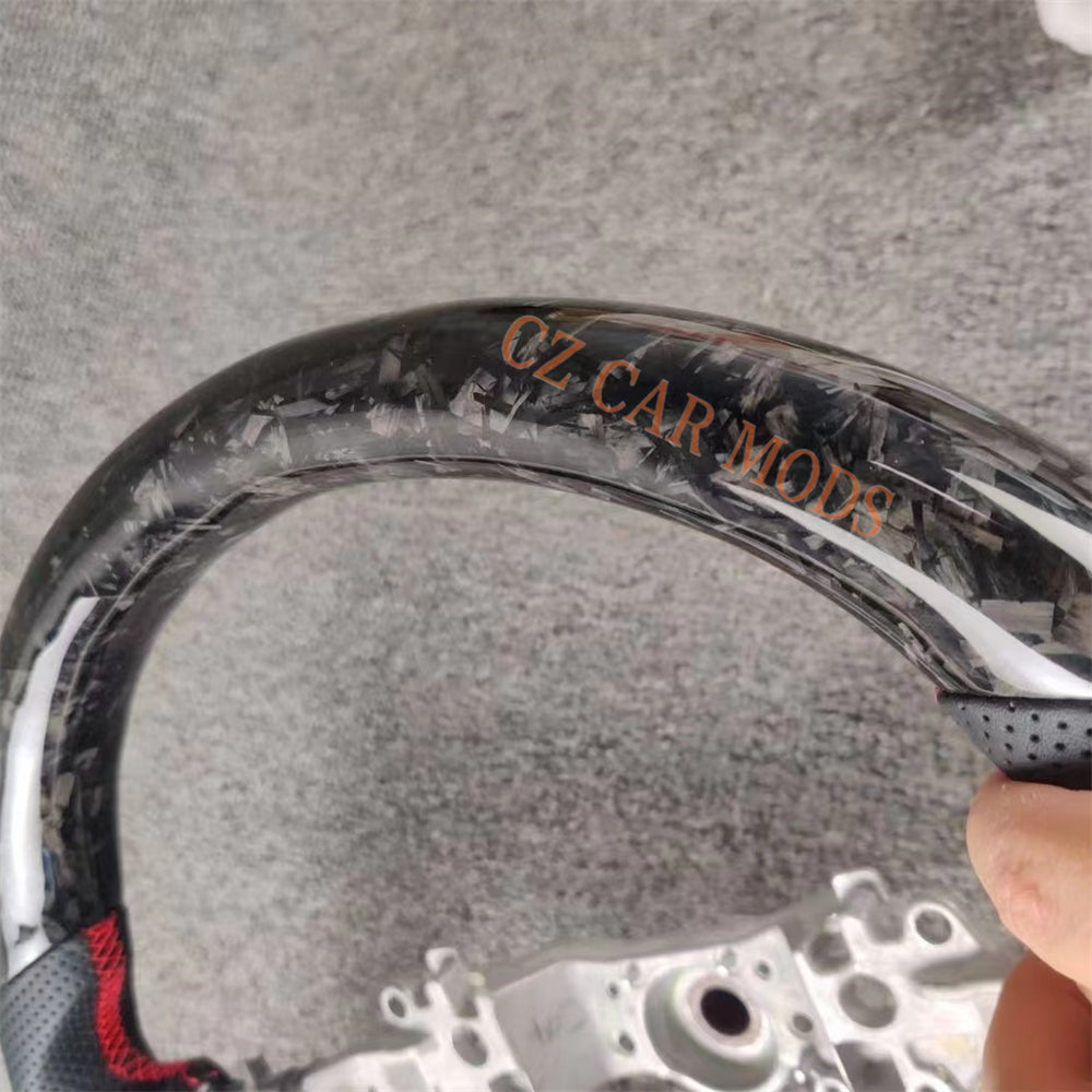 Customized Brand New Black Perforated Leather Forged Carbon Fiber Steering Wheel Auto Accessory Fit For Toyota PRADO 2018 2019 2020