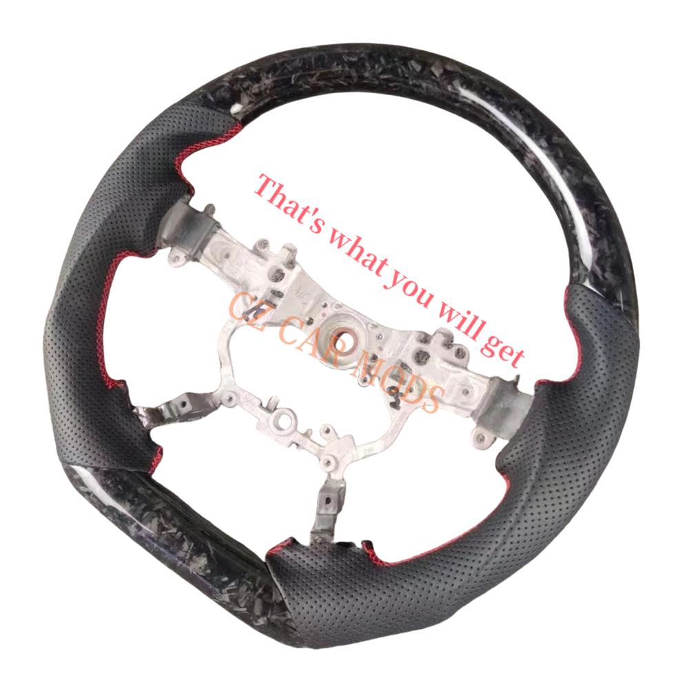 Customized Brand New Black Perforated Leather Forged Carbon Fiber Steering Wheel Auto Accessory Fit For Toyota PRADO 2018 2019 2020