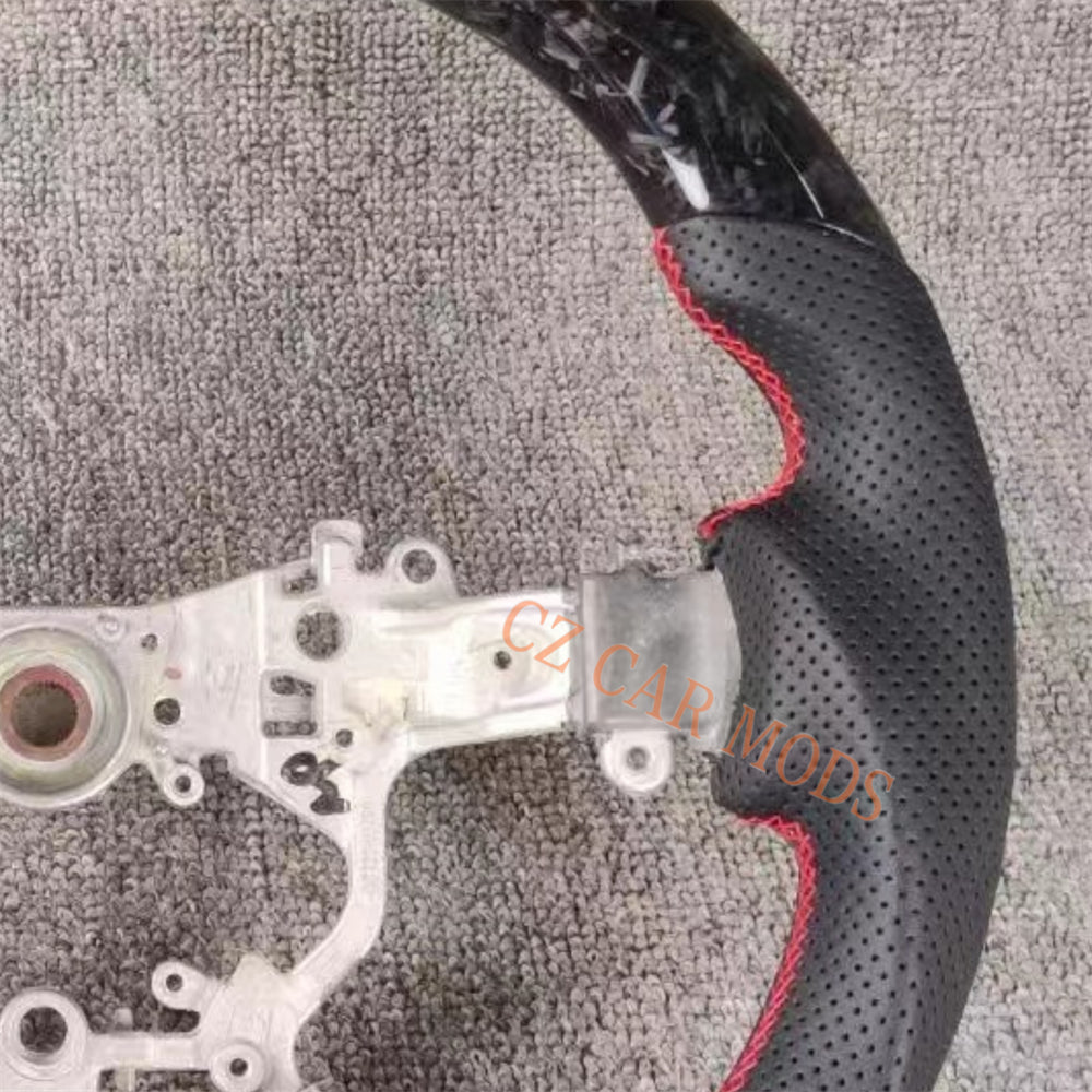 Customized Brand New Black Perforated Leather Forged Carbon Fiber Steering Wheel Auto Accessory Fit For Toyota PRADO 2018 2019 2020