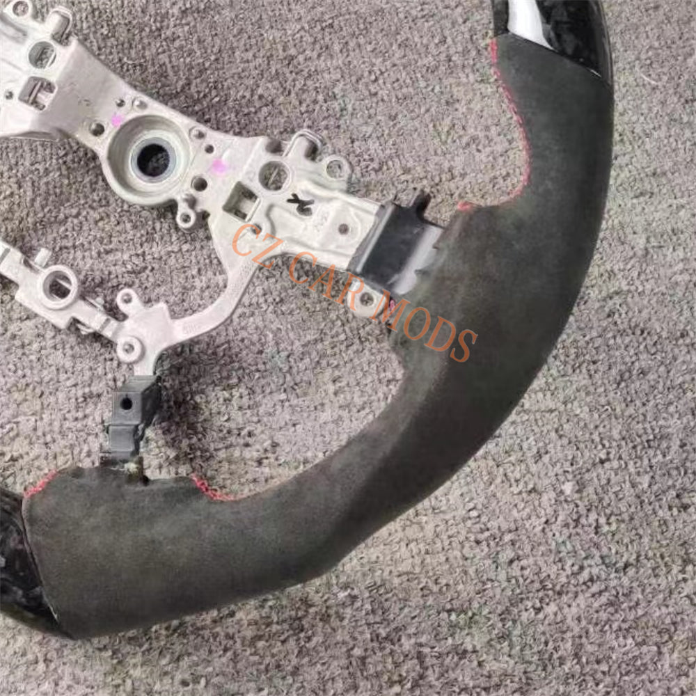 Customized Brand New D-type Forged Carbon Fiber Steering Wheel Auto Accessory With Red Center Strip For Toyota PRADO 2018 2019 2020
