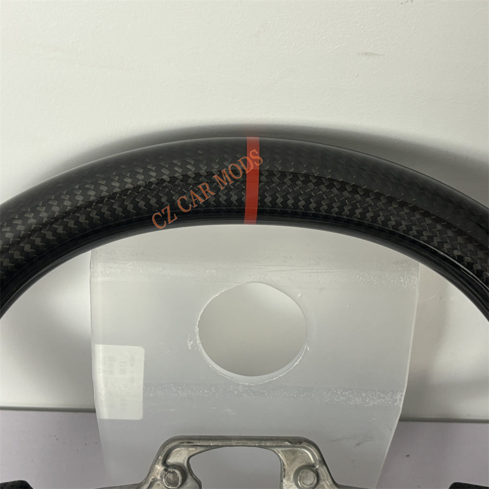 Customized Brand New Perforated Leather Carbon Fiber Steering Wheel Auto Accessory Red Strip Fit For Ford Mustang 2018 2019 2020