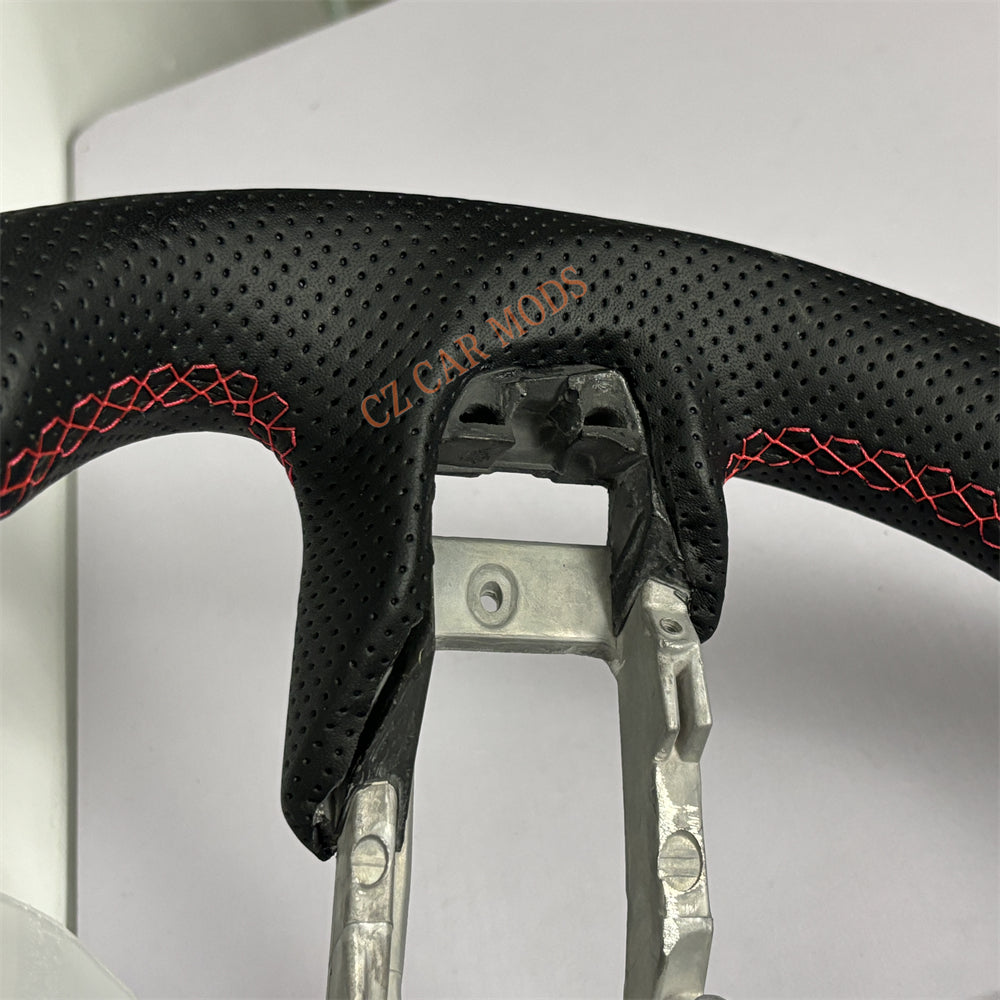 Customized Brand New Perforated Leather Carbon Fiber Steering Wheel Auto Accessory Red Strip Fit For Ford Mustang 2018 2019 2020