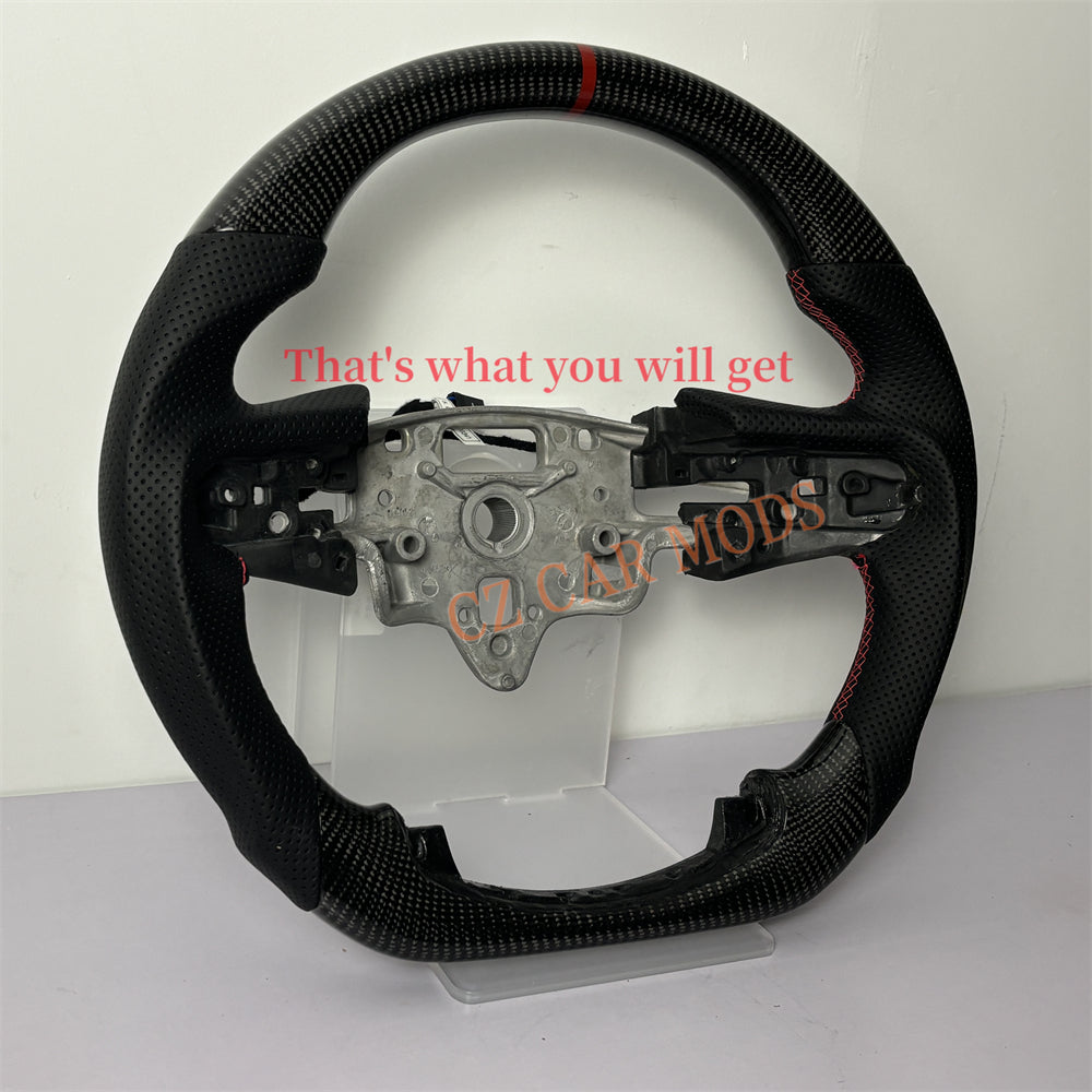 Customized Brand New Perforated Leather Black Carbon Fiber Steering Wheel Auto Accessory For Chevrolet Silverado 2019 2020 2021