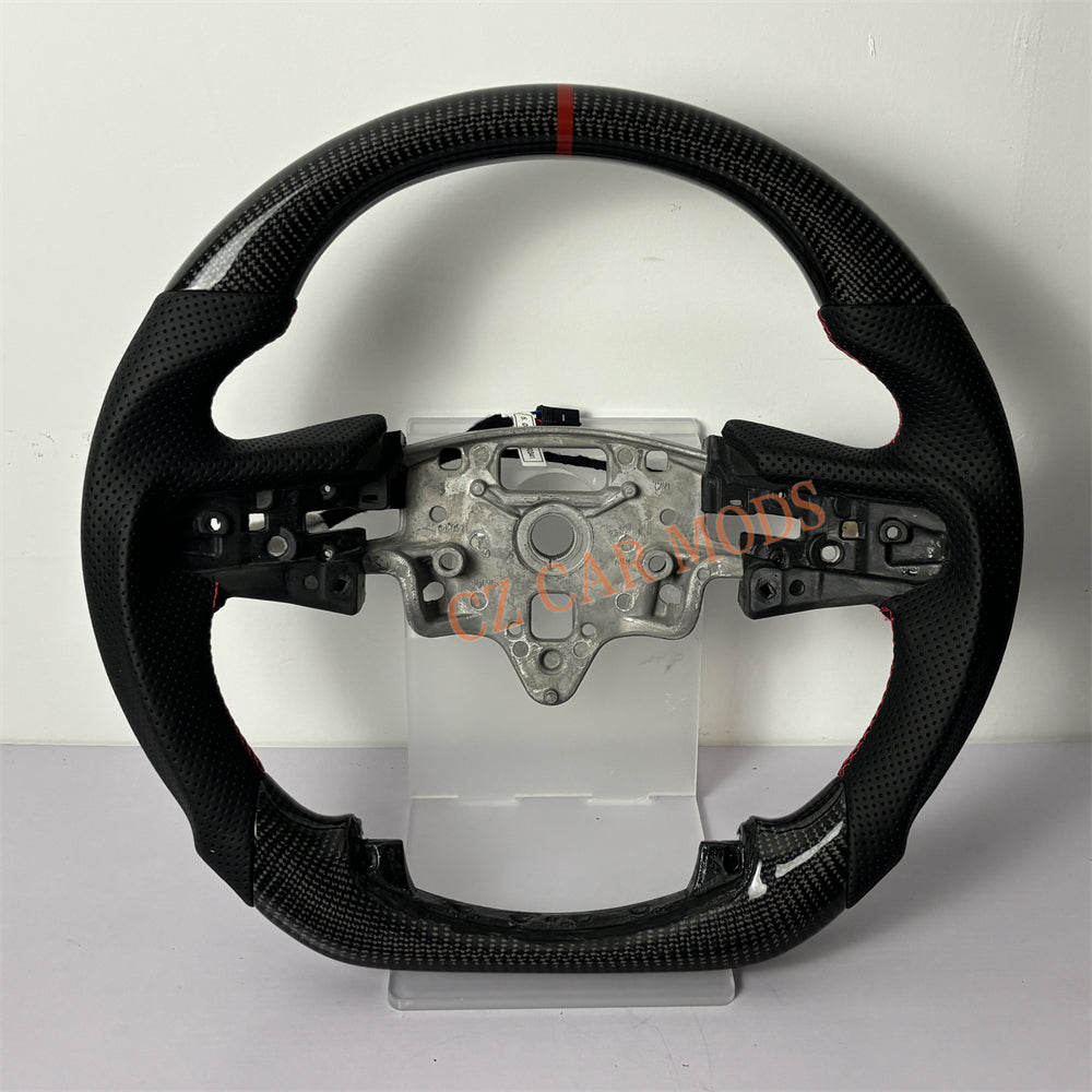 Customized Brand New Perforated Leather Black Carbon Fiber Steering Wheel Auto Accessory For Chevrolet Silverado 2019 2020 2021
