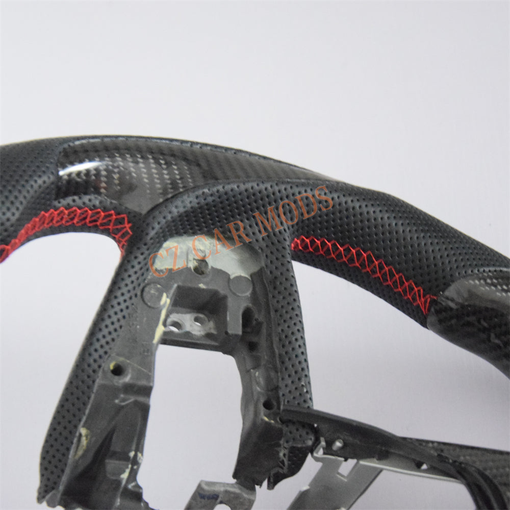 Customized Black Perforated Leather Carbon Fiber Steering Wheel Auto Accessory Remanufactured For Honda Civic 10th GEN 2016 2017 2018 2019 2020 2021