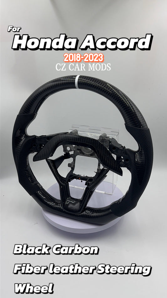 Customized black Carbon Fiber Perforated Leather Steering Wheel For Honda Accord  2018 2019 2020 2021 2022 2023
