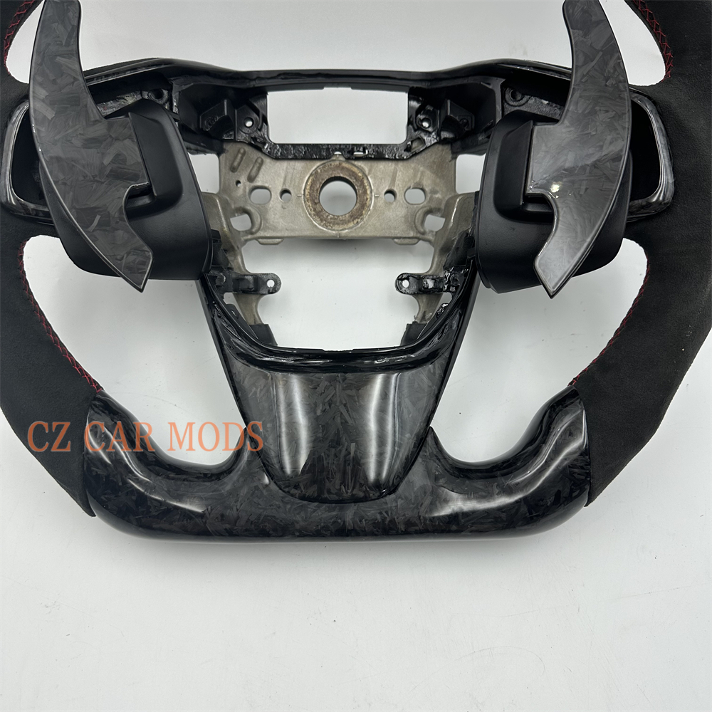 Customized Black carbon fiber Alcantara red strip steering wheel for 2016 2017 2018 2019 2020 2021 Honda Civic