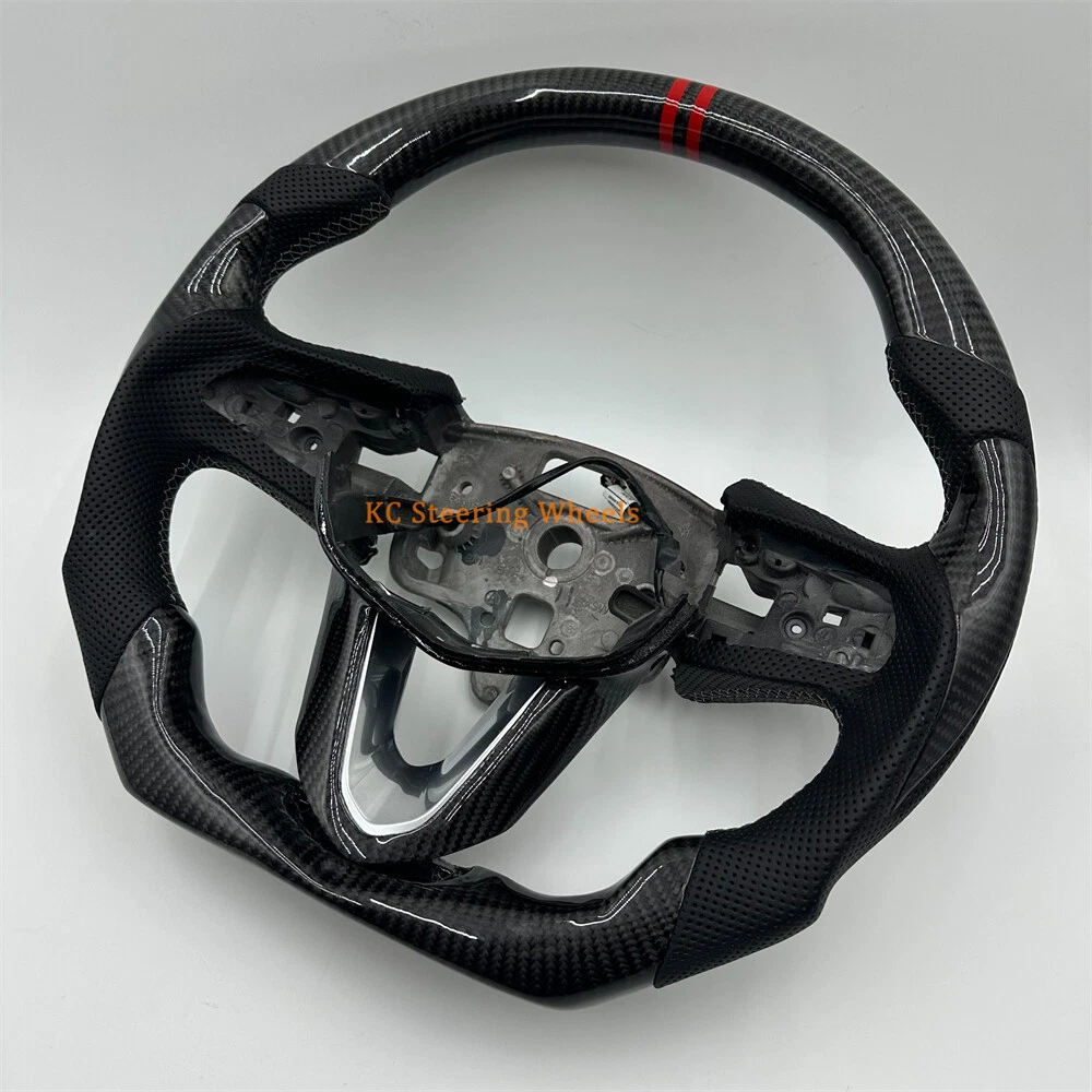 Carbon Fiber black Leather Heated Steering Wheel for 2020 2021 2022 2023 2024 2025 Cadillac CT4 CT5