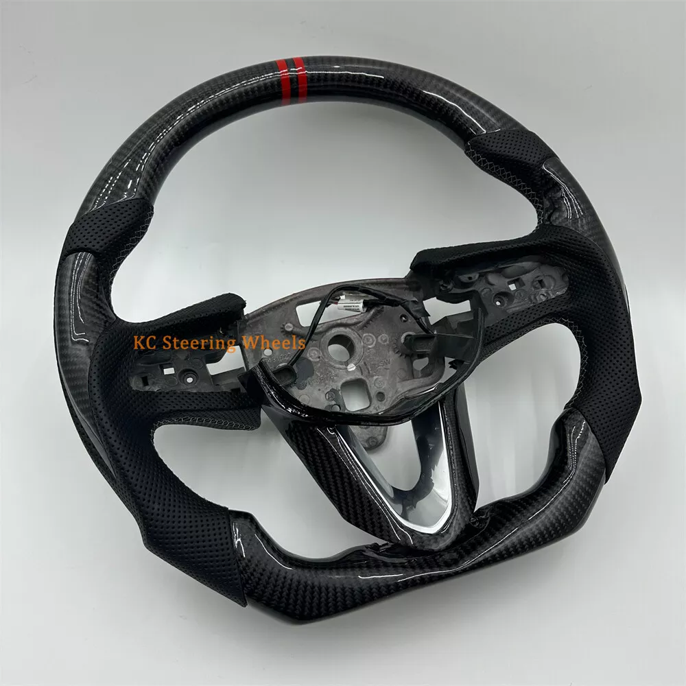 Carbon Fiber black Leather Heated Steering Wheel for 2020 2021 2022 2023 2024 2025 Cadillac CT4 CT5