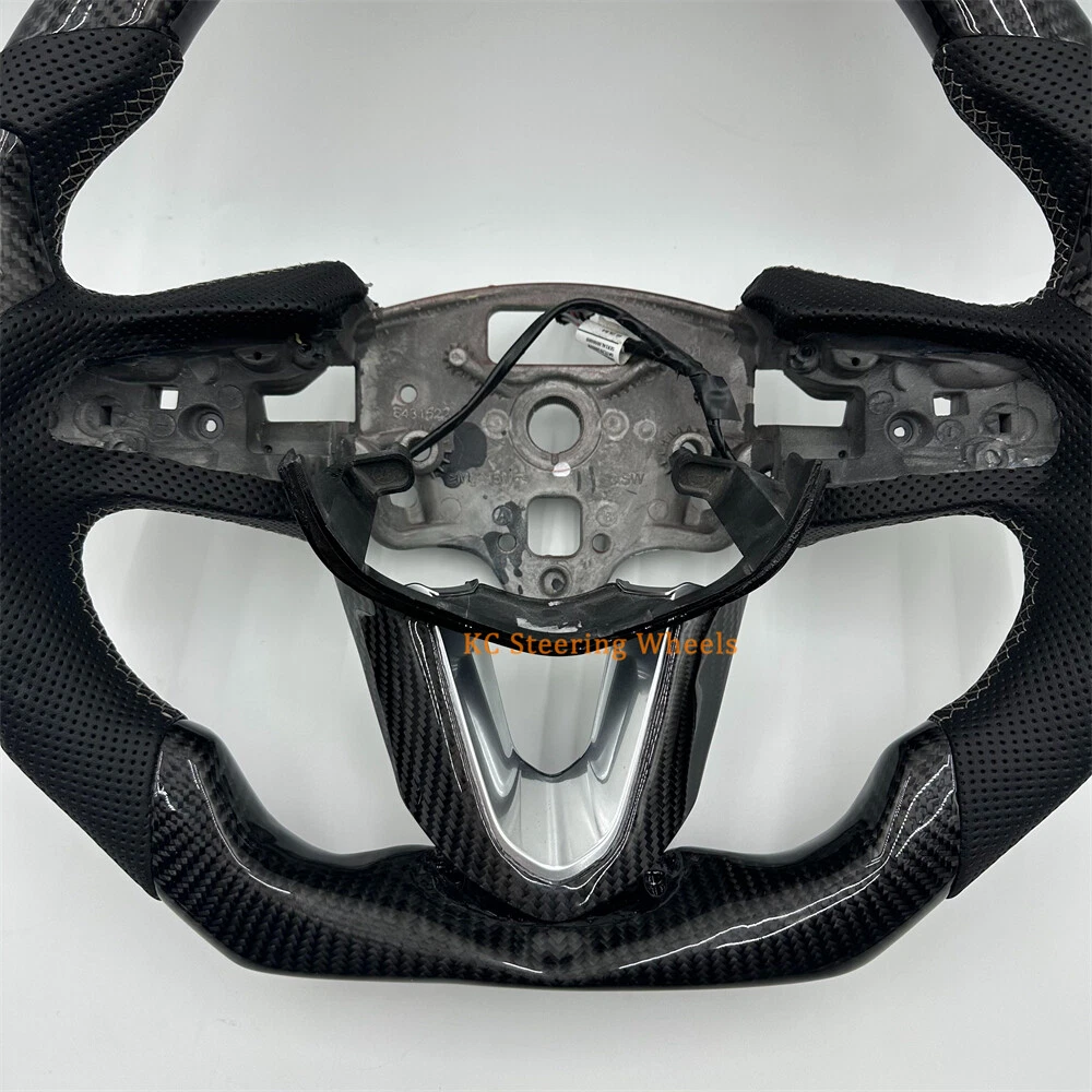 Carbon Fiber black Leather Heated Steering Wheel for 2020 2021 2022 2023 2024 2025 Cadillac CT4 CT5