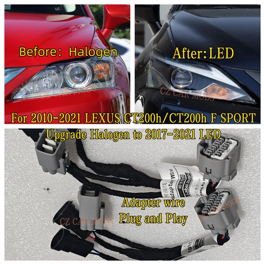 Adapter Wire For 2010 2021 LEXUS CT200h Headlight Upgrade Halogen to 2021 LED