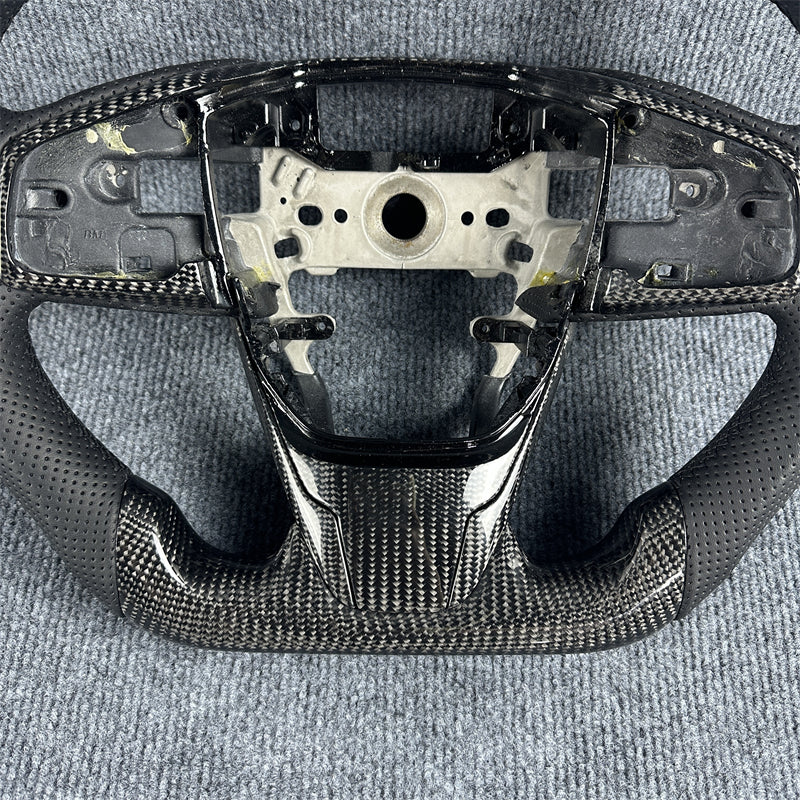 Custom black carbon fiber leather sport steering wheel for 2016 2017-2021 honda civic（Same-day shipping）