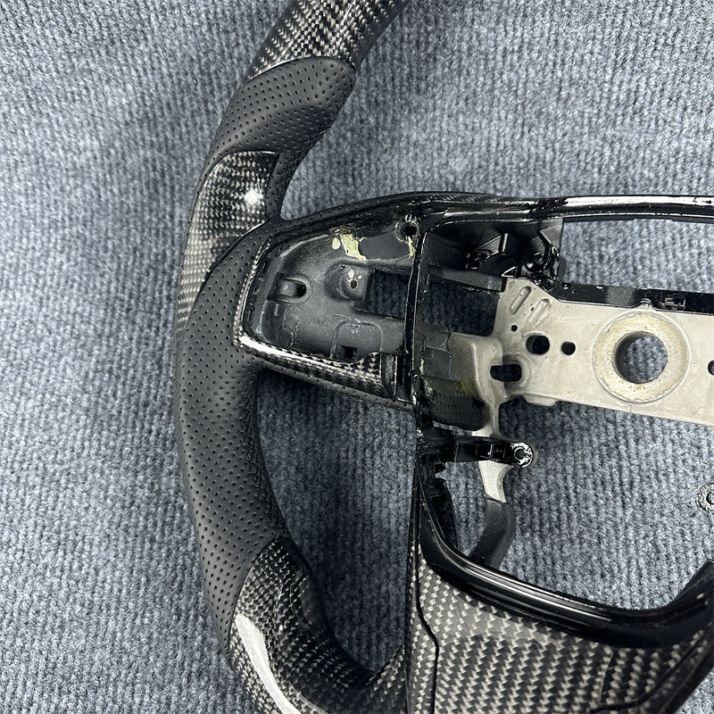 Custom black carbon fiber leather sport steering wheel for 2016 2017-2021 honda civic（Same-day shipping）