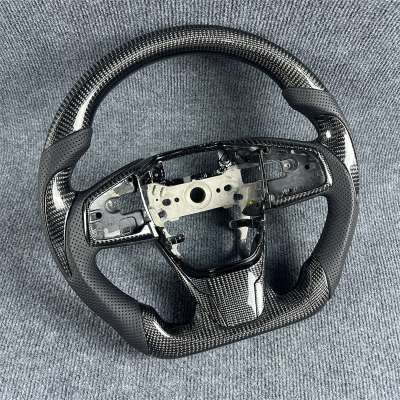 Custom black carbon fiber leather sport steering wheel for 2016 2017-2021 honda civic（Same-day shipping）