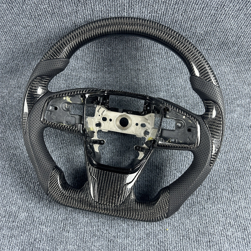 Custom black carbon fiber leather sport steering wheel for 2016 2017-2021 honda civic（Same-day shipping）