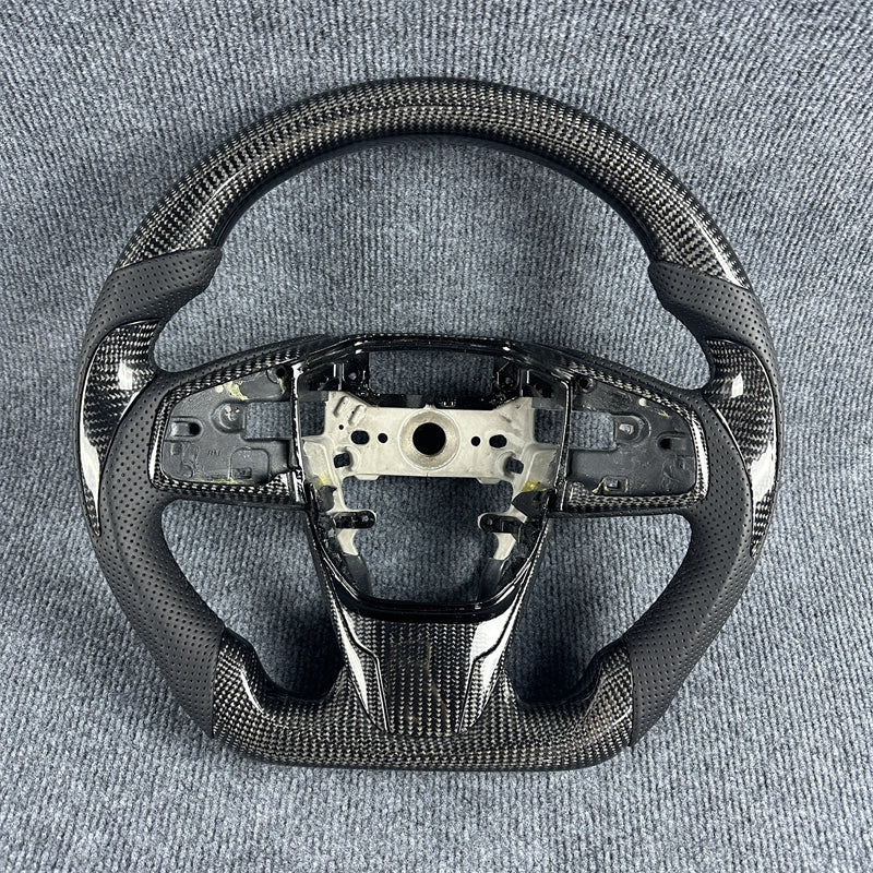 Custom black carbon fiber leather sport steering wheel for 2016 2017-2021 honda civic（Same-day shipping）