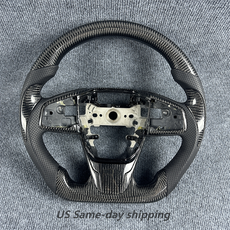 Custom black carbon fiber leather sport steering wheel for 2016 2017-2021 honda civic（Same-day shipping）