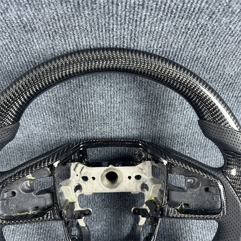 Custom black carbon fiber leather sport steering wheel for 2016 2017-2021 honda civic（Same-day shipping）