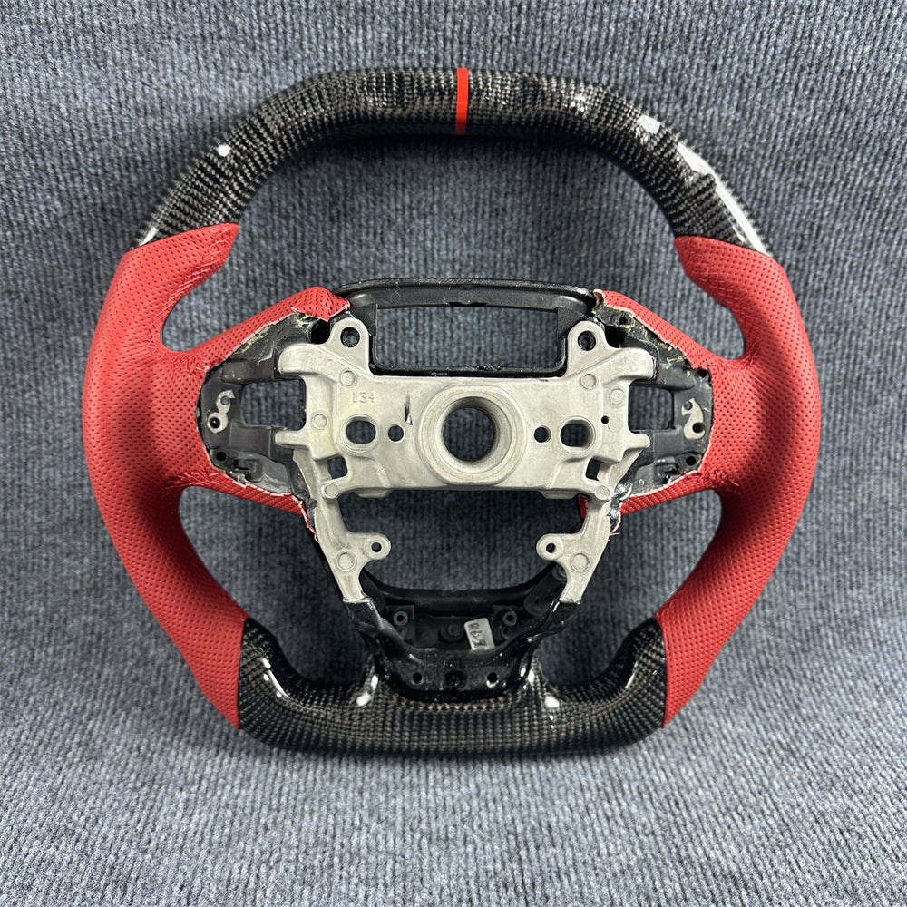 Black carbon fiber red leather steering wheel for 2016-2021 honda civic