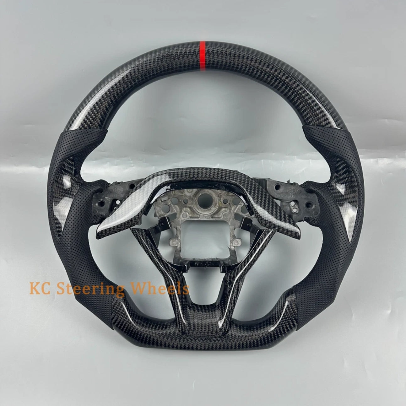 Custom black carbon fiber eather steering wheel for 2018-2023 honda accord