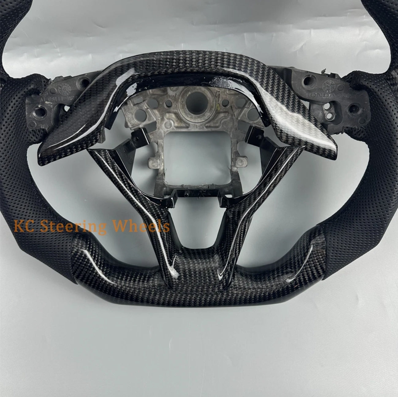 Custom black carbon fiber eather steering wheel for 2018-2023 honda accord