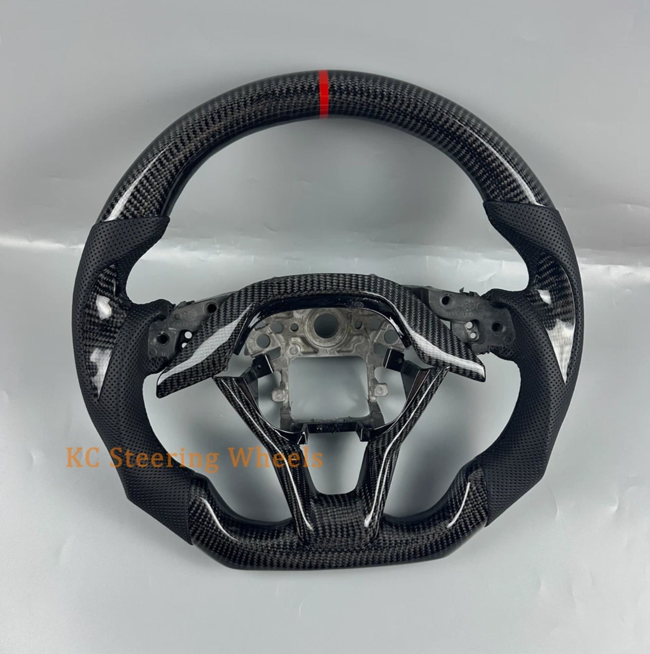 Custom black carbon fiber eather steering wheel for 2018-2023 honda accord