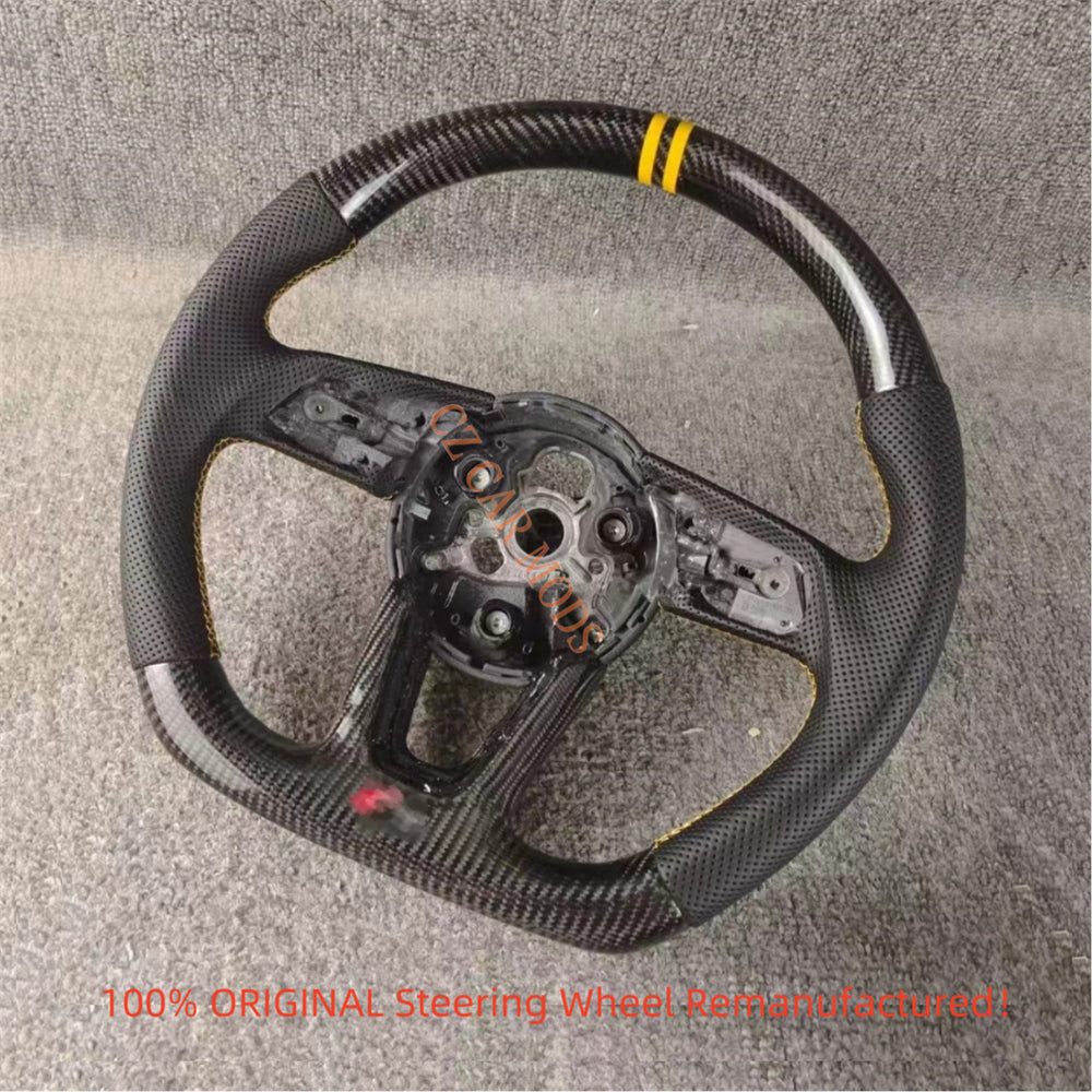 Customized Black Perforated Leather Real Carbon Fiber Steering Wheel Auto Accessory Fit For Audi A3 2017 2018 2019 2020 2021 2022 Remanufactured