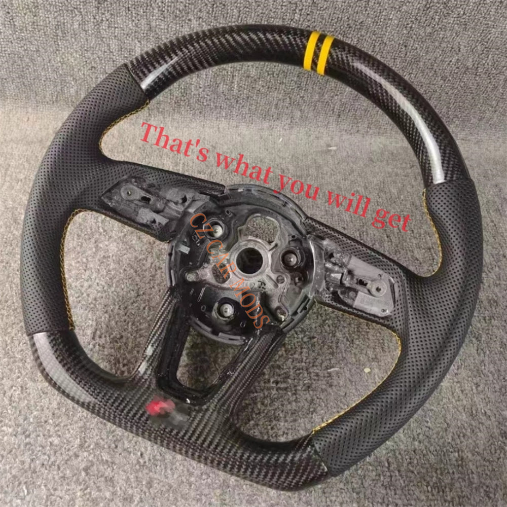 Customized Black Perforated Leather Real Carbon Fiber Steering Wheel Auto Accessory Fit For Audi A3 2017 2018 2019 2020 2021 2022 Remanufactured
