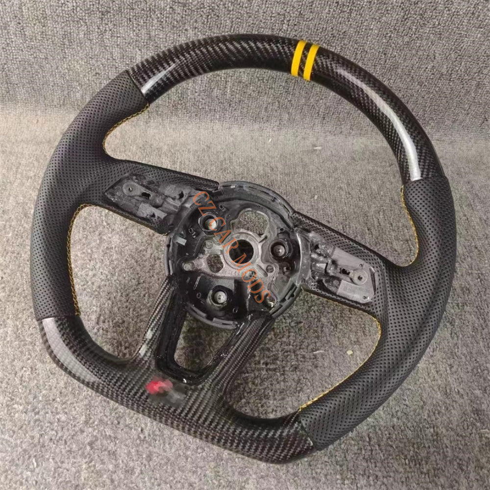 Customized Black Perforated Leather Real Carbon Fiber Steering Wheel Auto Accessory Fit For Audi A3 2017 2018 2019 2020 2021 2022 Remanufactured