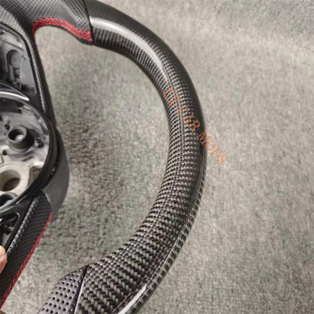 Custom Black Perforated Leather Carbon Fiber Steering Wheel Auto Accessory For Audi A3 2017 2018 2019 2021 2022 Remanufactured