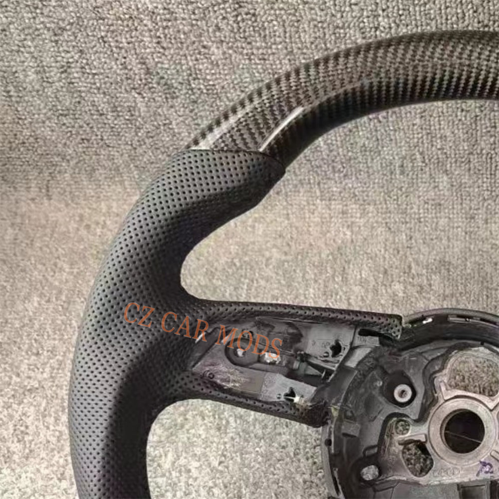 Customized Black Perforated Leather Real Carbon Fiber Steering Wheel Auto Accessory Fit For Audi S4 2016 2017 2018 2019 2020 Remanufactured