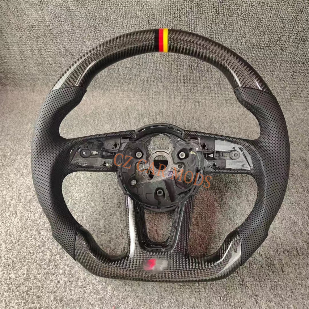 Customized Black Perforated Leather Real Carbon Fiber Steering Wheel Auto Accessory Fit For Audi S4 2016 2017 2018 2019 2020 Remanufactured