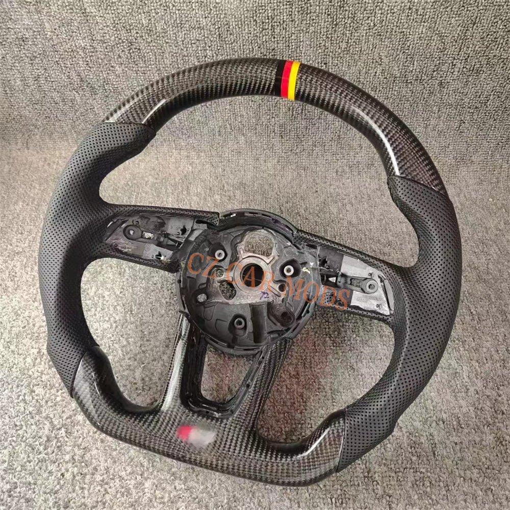 Customized Black Perforated Leather Real Carbon Fiber Steering Wheel Auto Accessory Fit For Audi S4 2016 2017 2018 2019 2020 Remanufactured